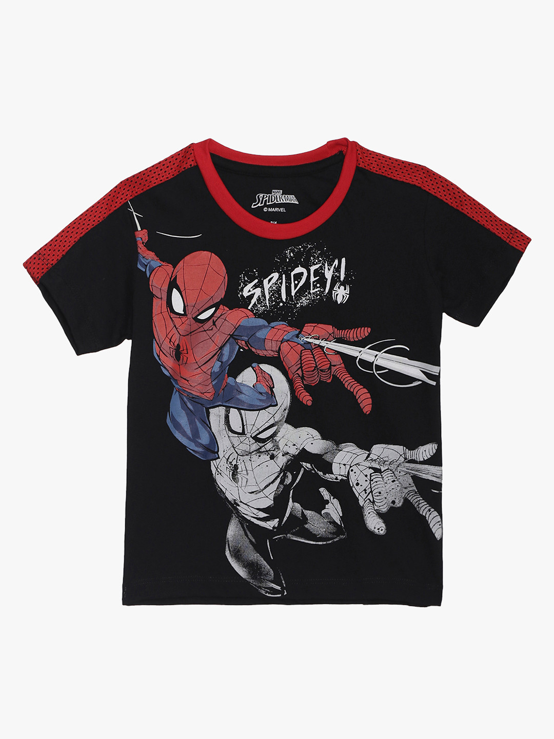 

Kids Ville Boys Black Spiderman Printed Round Neck T-shirt