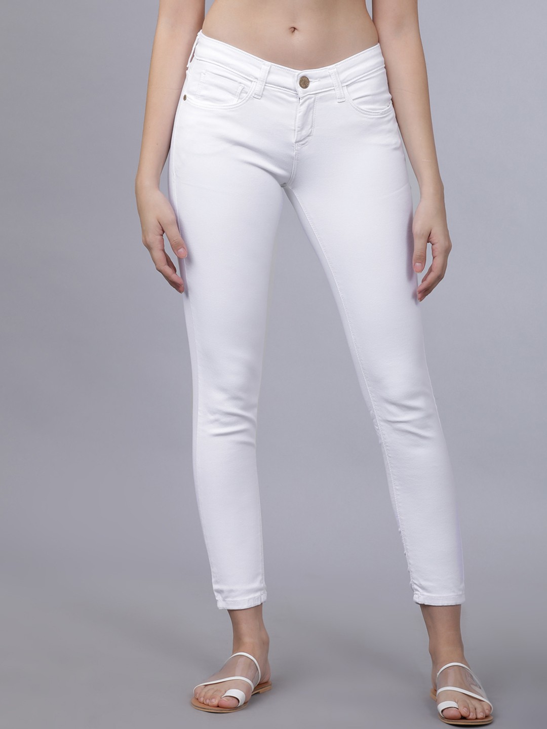 

Tokyo Talkies Women White Super Skinny Fit Mid-Rise Clean Look Stretchable Jeans