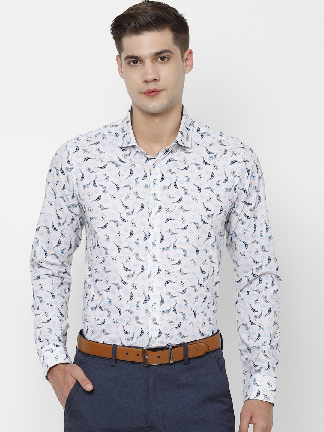 

SIMON CARTER LONDON Men White Slim Fit Printed Formal Shirt