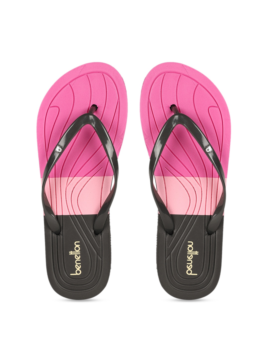 

United Colors of Benetton Women Coffee Brown & Pink Colourblocked Thong Flip-Flops