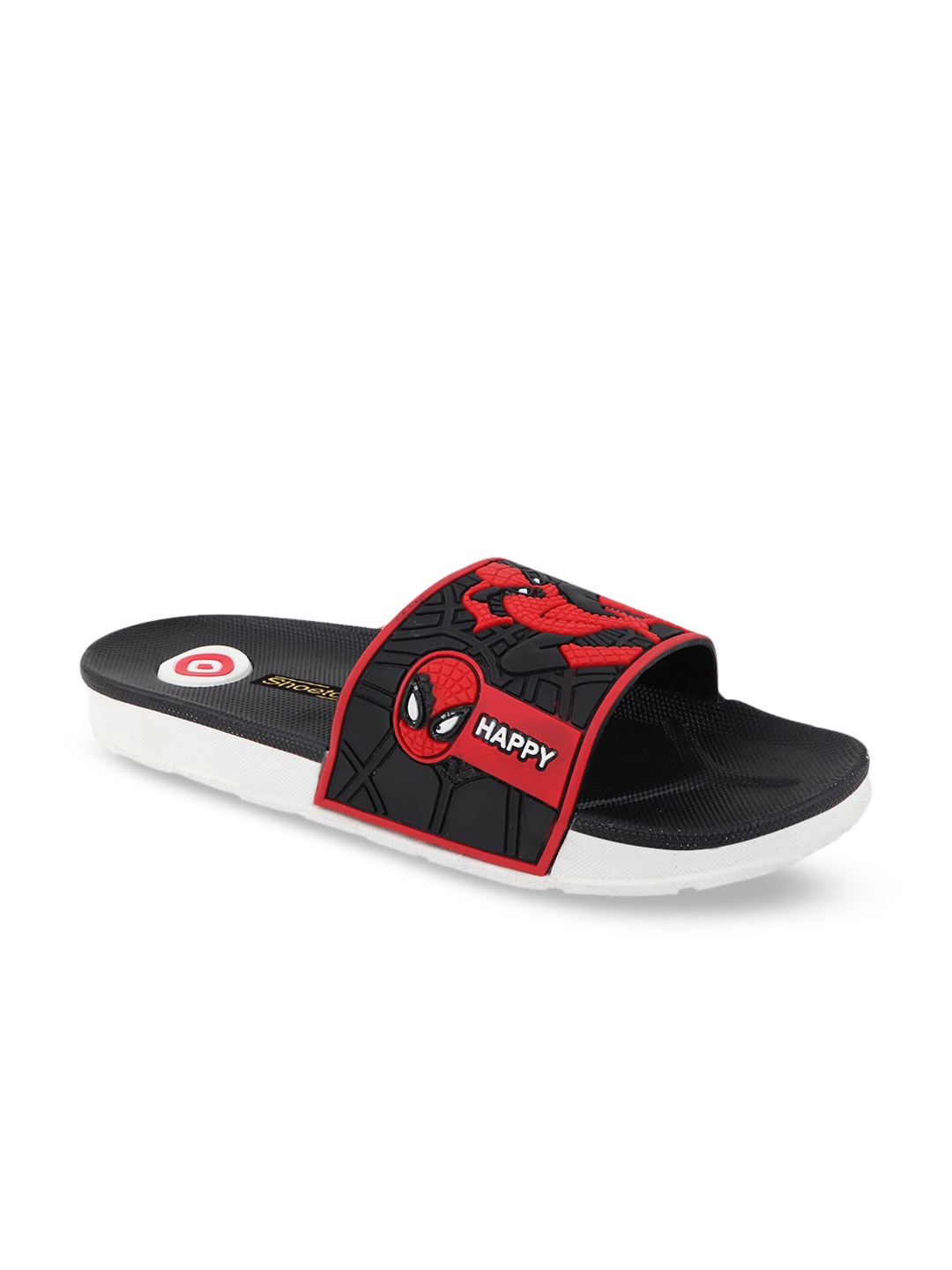 

Shoetopia Kids Black & Red Printed Sliders