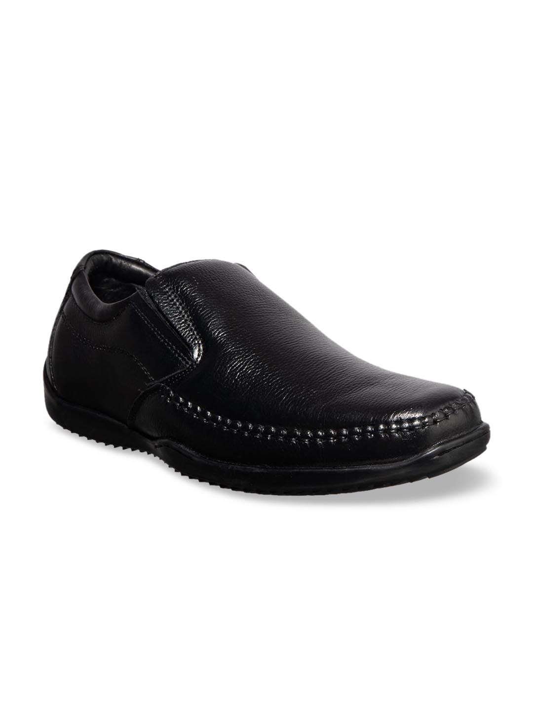 

Khadims Men Black Solid British Walkers Leather Formal Slip-Ons