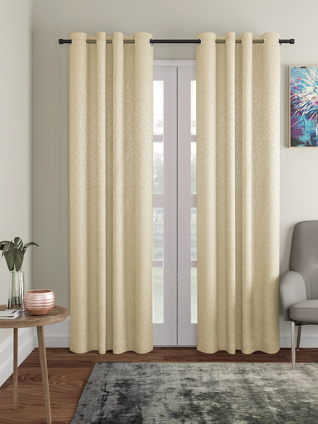 

Soumya Beige Room Darkening Long Door Curtain