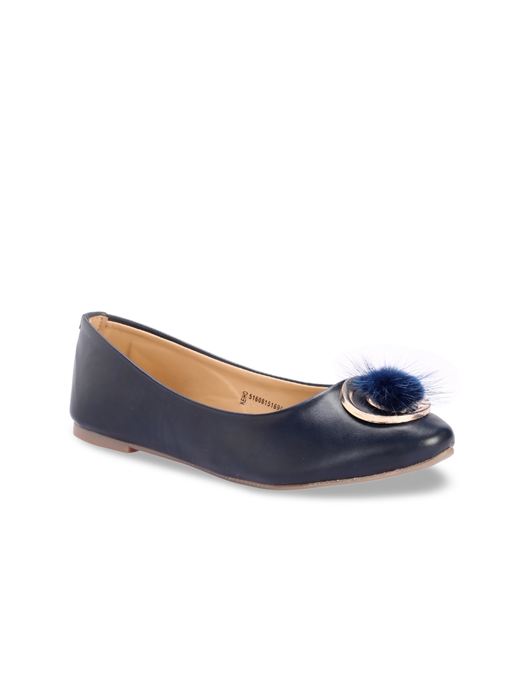 

Khadims Women Navy Blue Solid Ballerinas With Embellishments