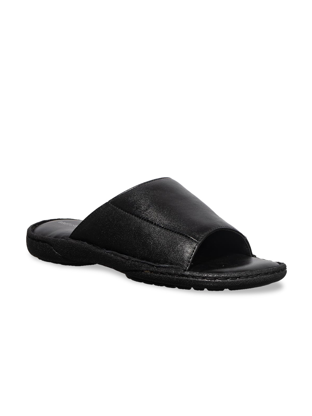 

Khadims Men Black Leather Comfort Sandals