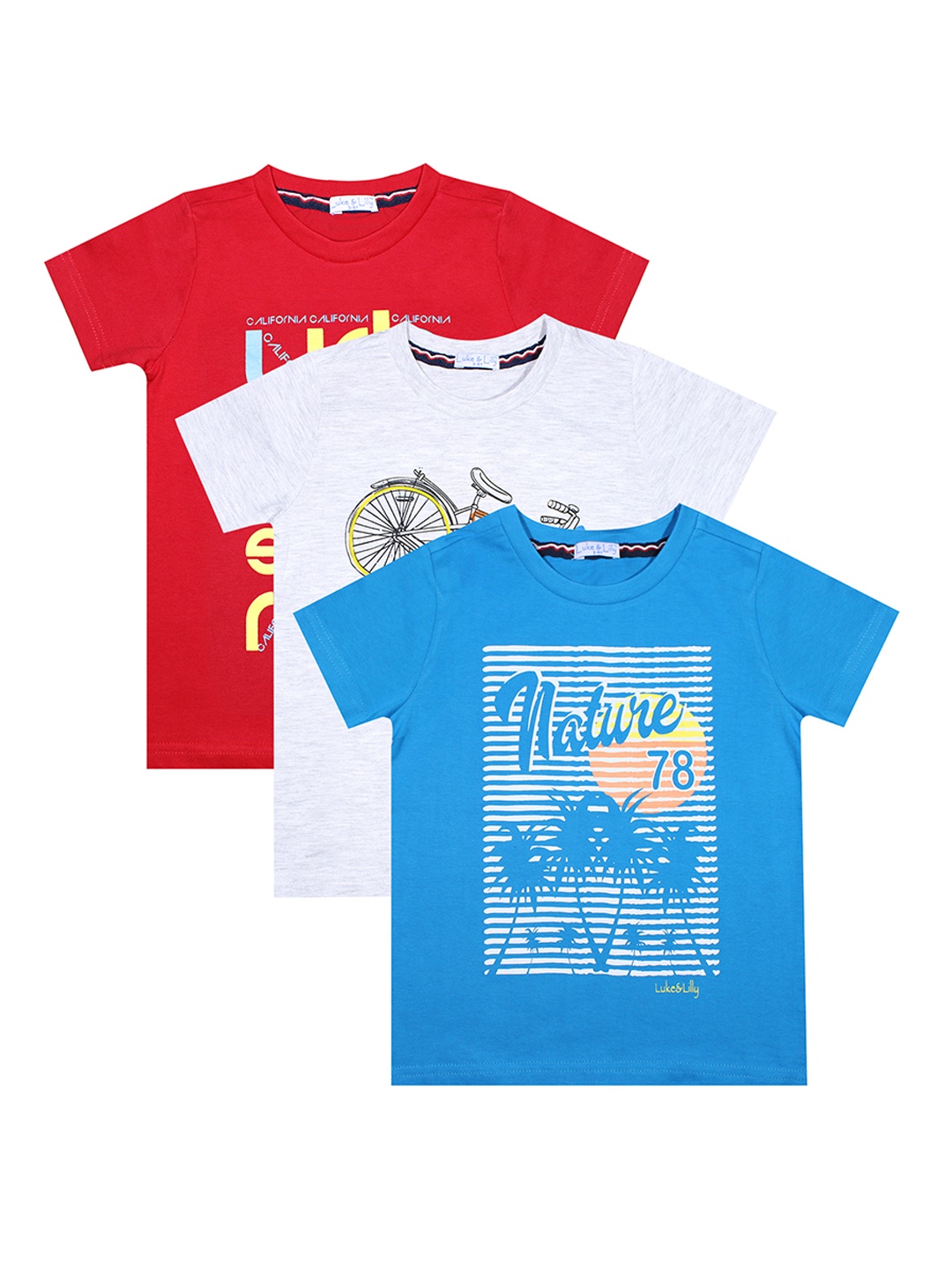 

Luke & Lilly Boys Pack of 3 Printed Round Neck T-shirts, Multi