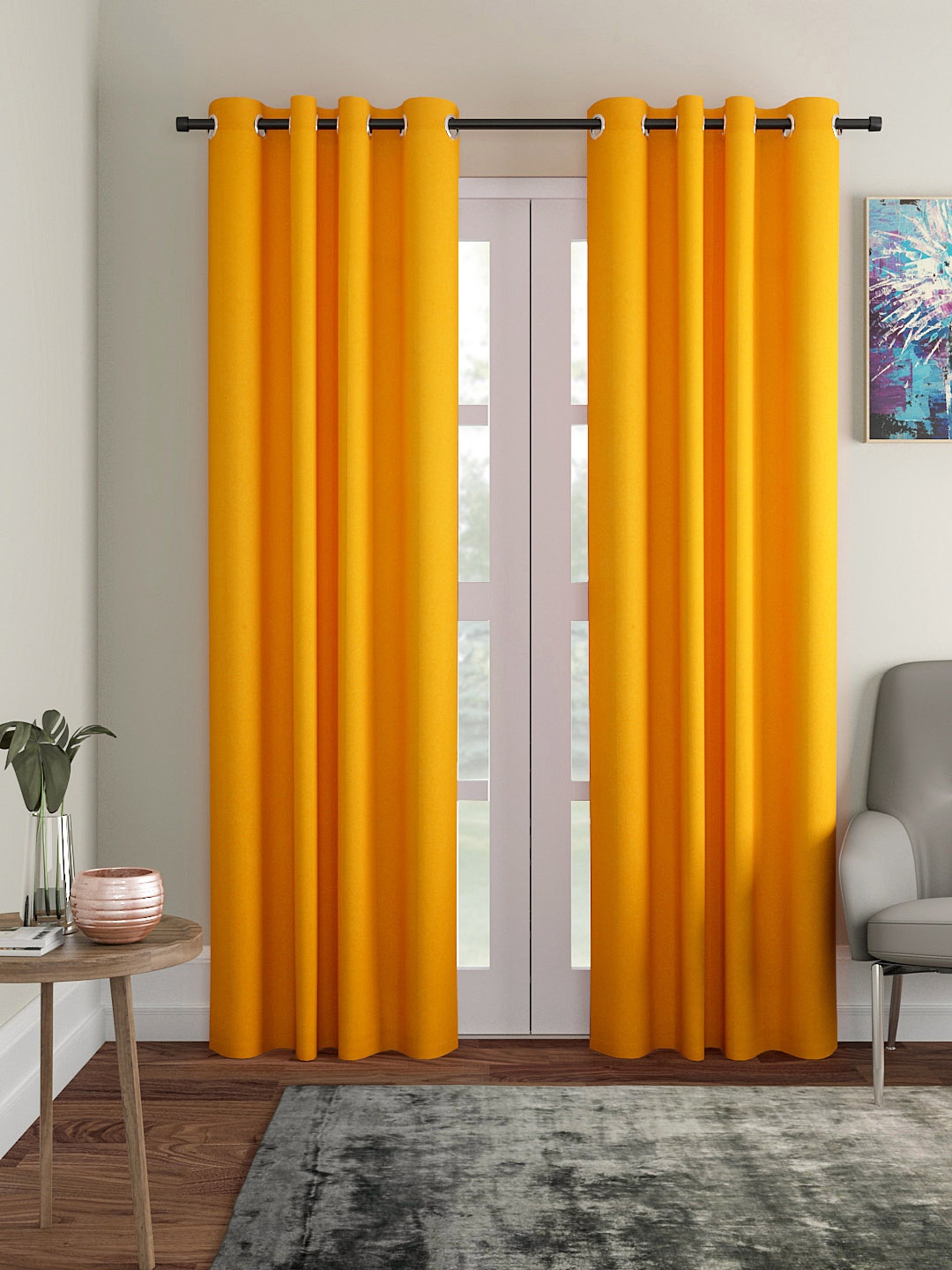 

Soumya Yellow & Orange Solid Room Darkening Door Curtain