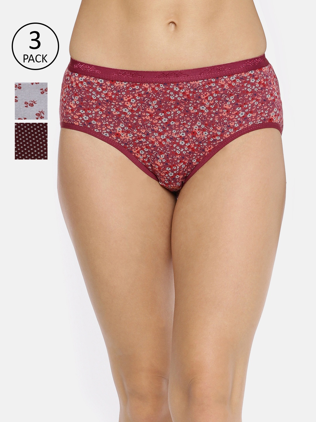 

Red Rose Women Pack of 3 Assorted Hipster Briefs Sheena-3XL