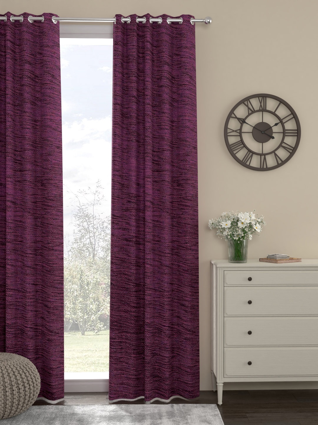 

ROSARA HOME Burgundy Single Door Curtain