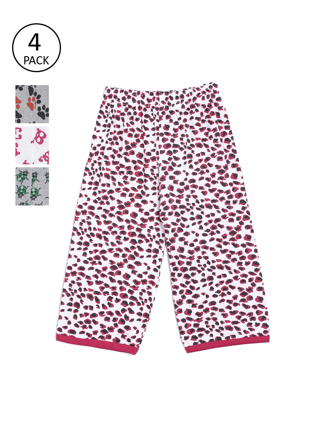

SINI MINI Girls White & Pink Printed Regular Fit Capris