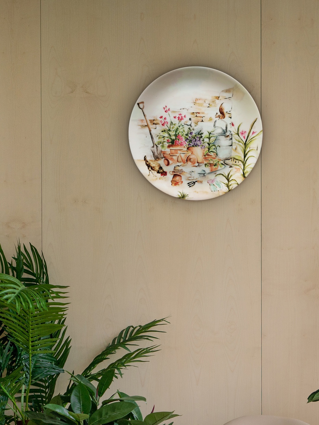 

KOLOROBIA Multicoloured Printed Round Wall Decor Plate, Multi