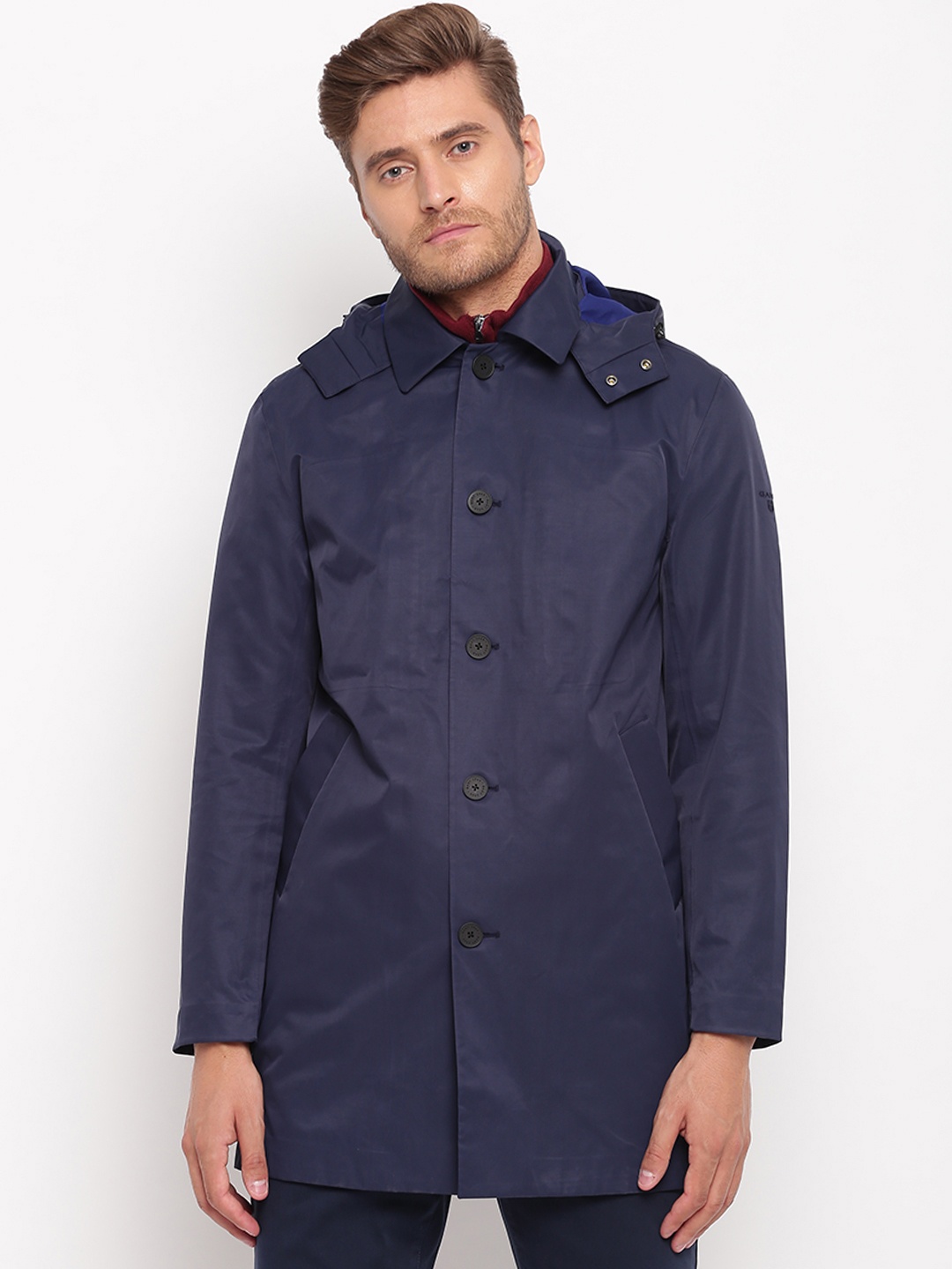 

GANT Men Navy Blue Solid Windcheater Tailored Jacket