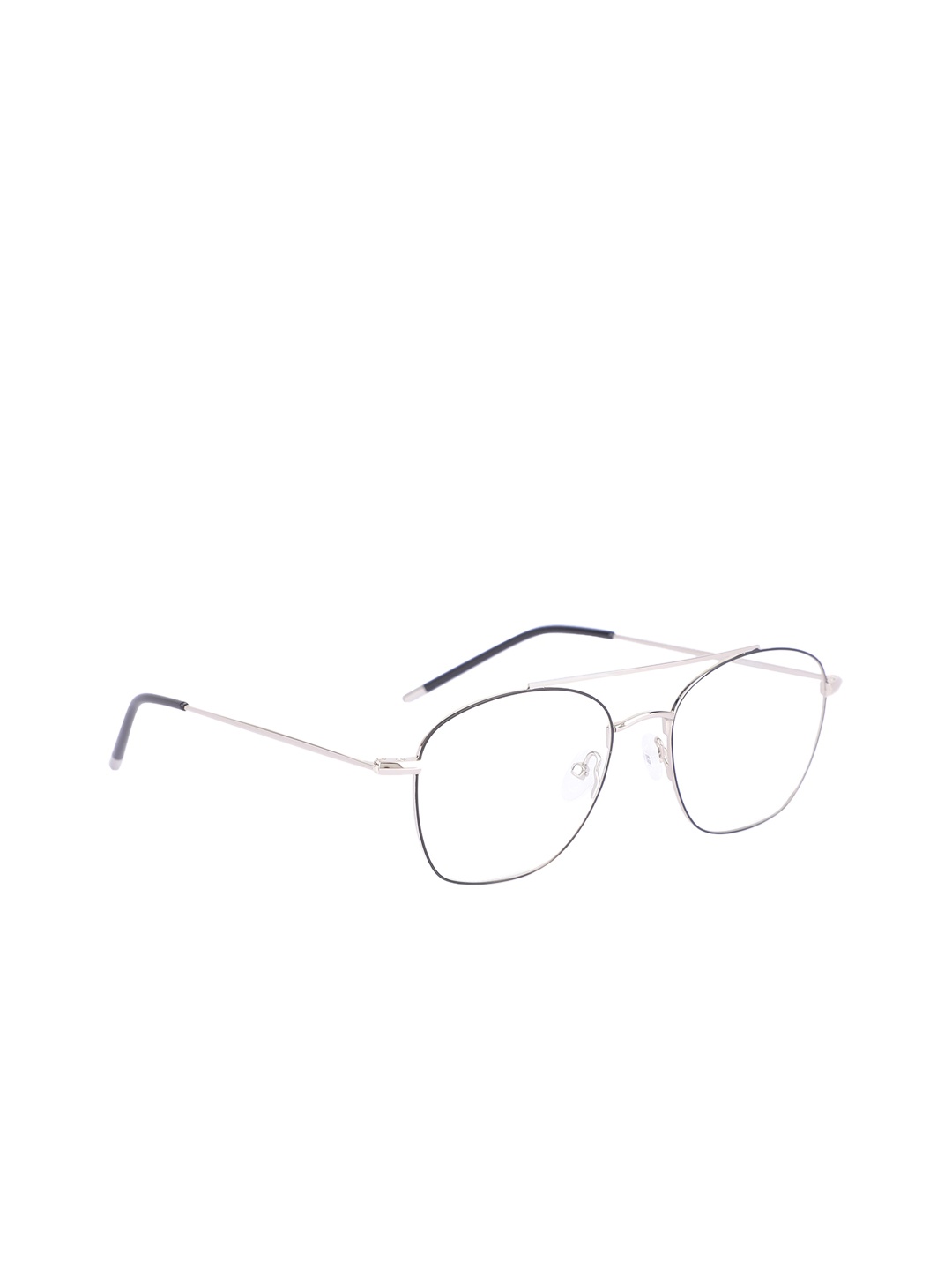 

MARC LOUIS Unisex Black & Silver-Toned Solid Full Rim Square Frames MLRB3274 C2 50 FR
