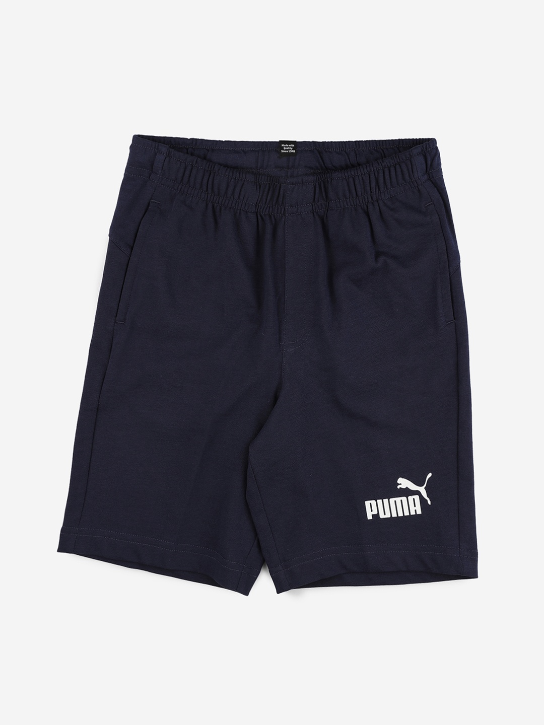 

Puma Boys Navy Blue Solid Regular Fit Regular Shorts