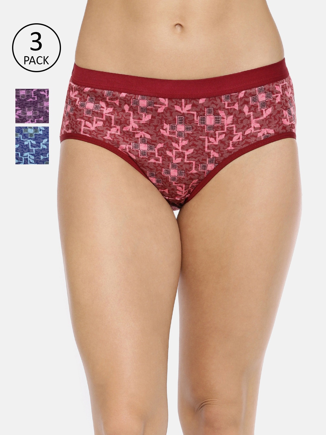 

Red Rose Women Pack of 3 Assorted Hipster Briefs Cool-4XL