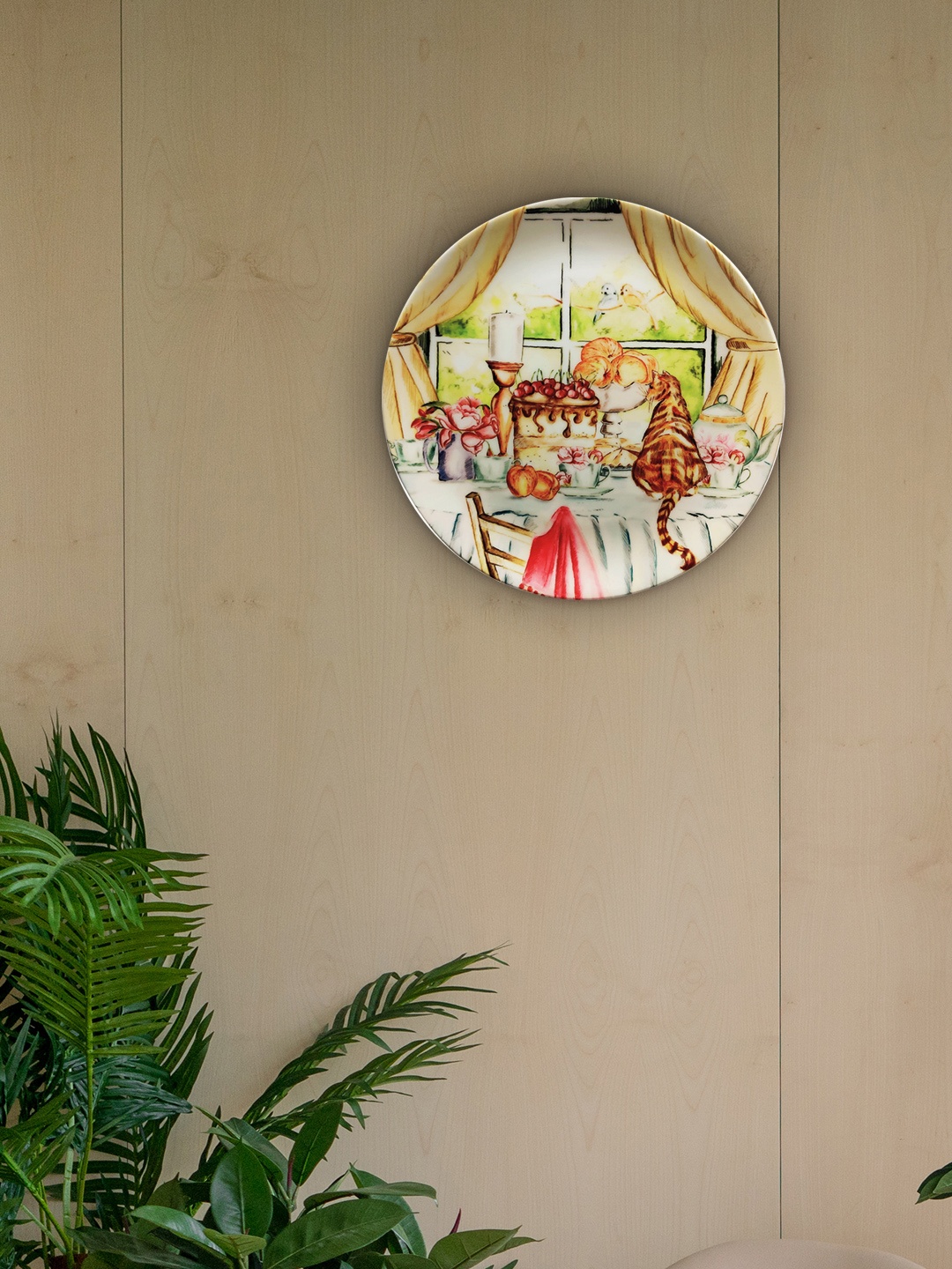 

KOLOROBIA Multicoloured Old English Garden Party Scene Decorative Wall Plate, Multi