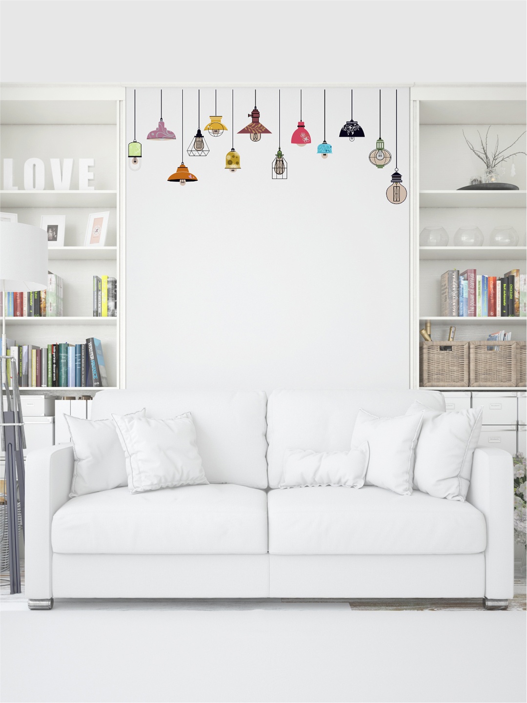 rawpockets Multicoloured Hanging Lamps PVC Vinyl Wall Sticker, Multi