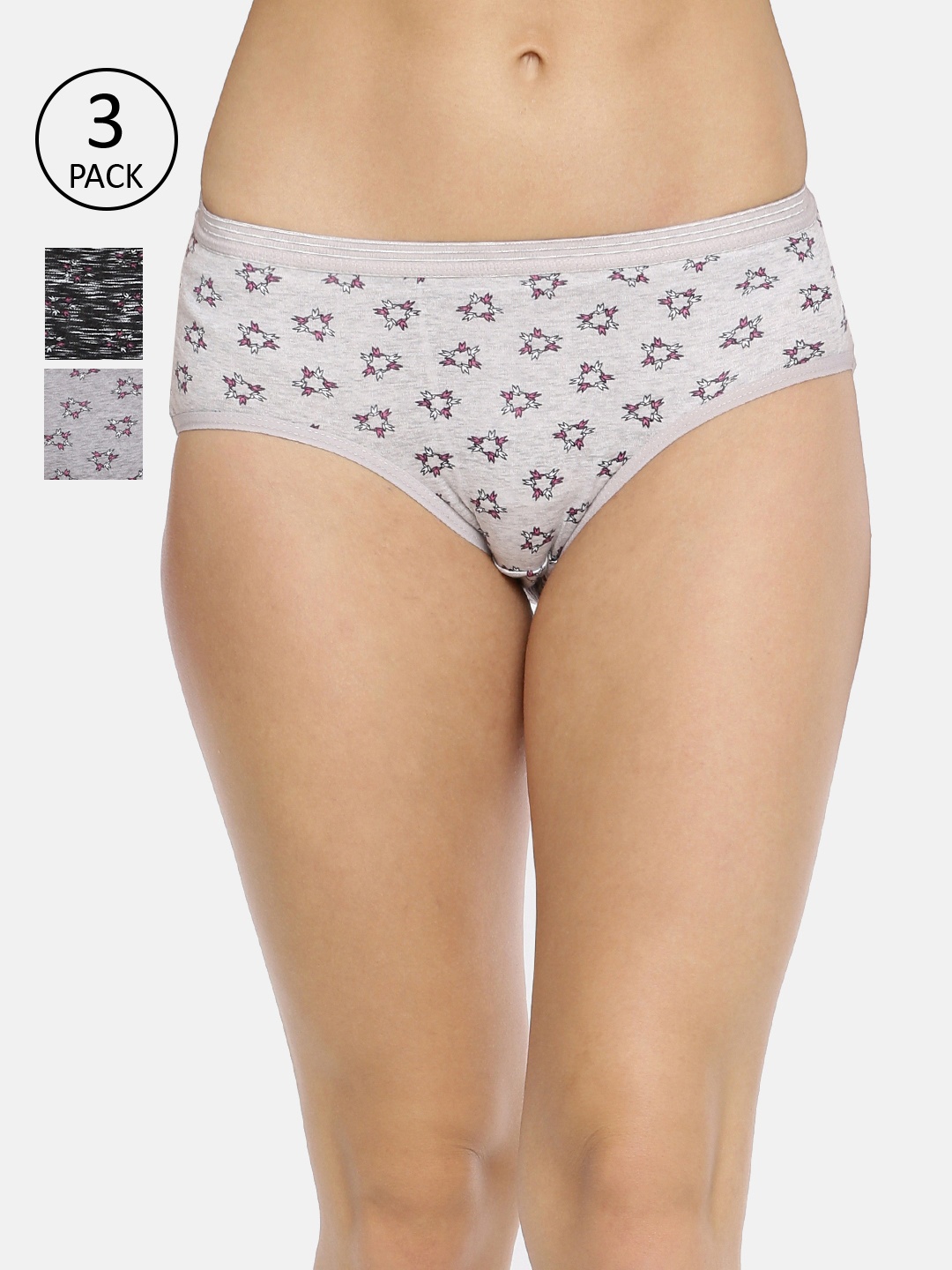 

Red Rose Women Pack of 3 Assorted Hipster Briefs Charvi
