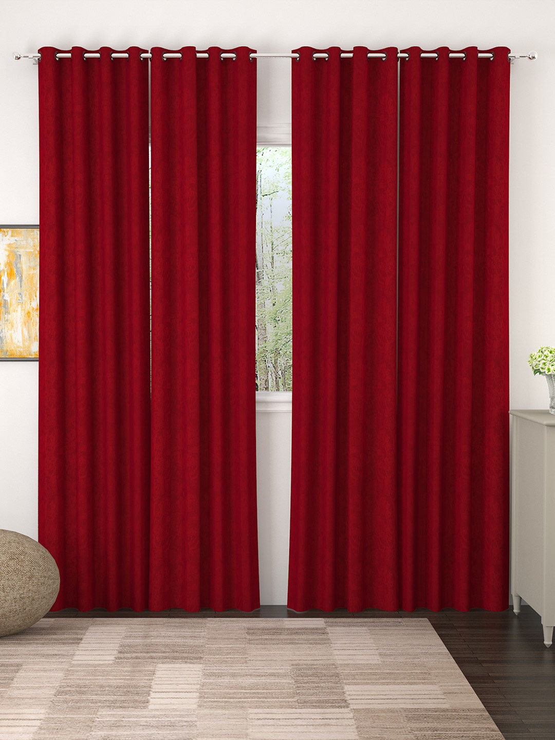 

Story@home Maroon Set of 4 Door Curtains