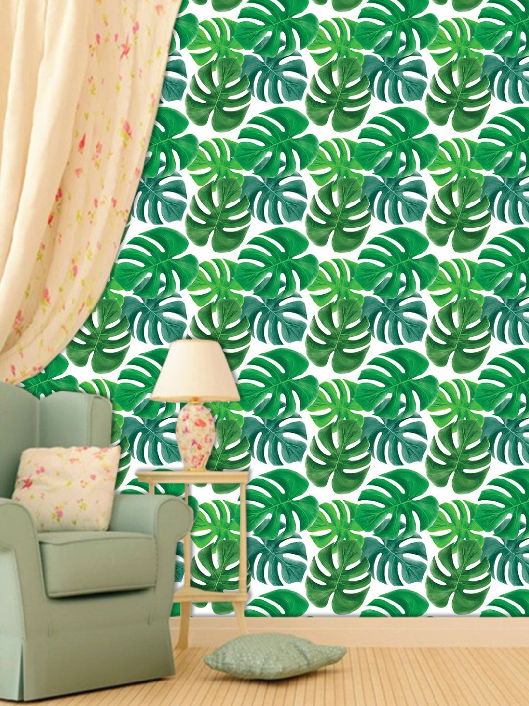 

PAPER PLANE DESIGN White & Green Floral Waterproof Vinyl Wallpaper