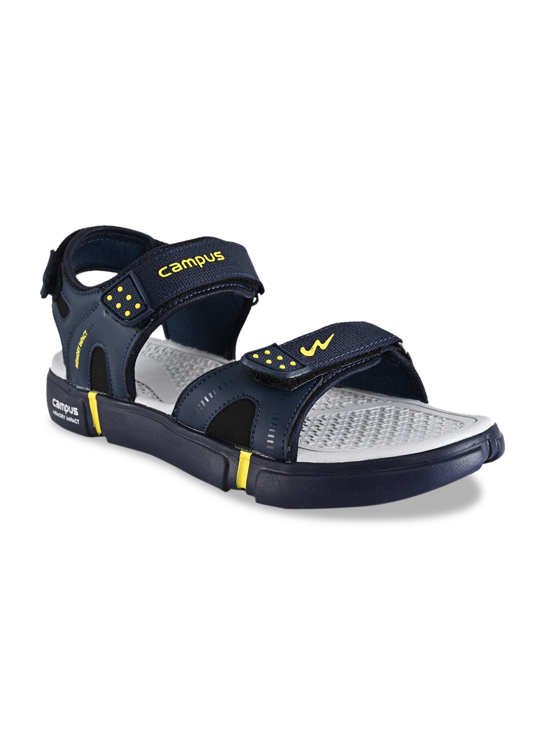 

Campus Men Navy Blue & Yellow Solid Sports Sandals