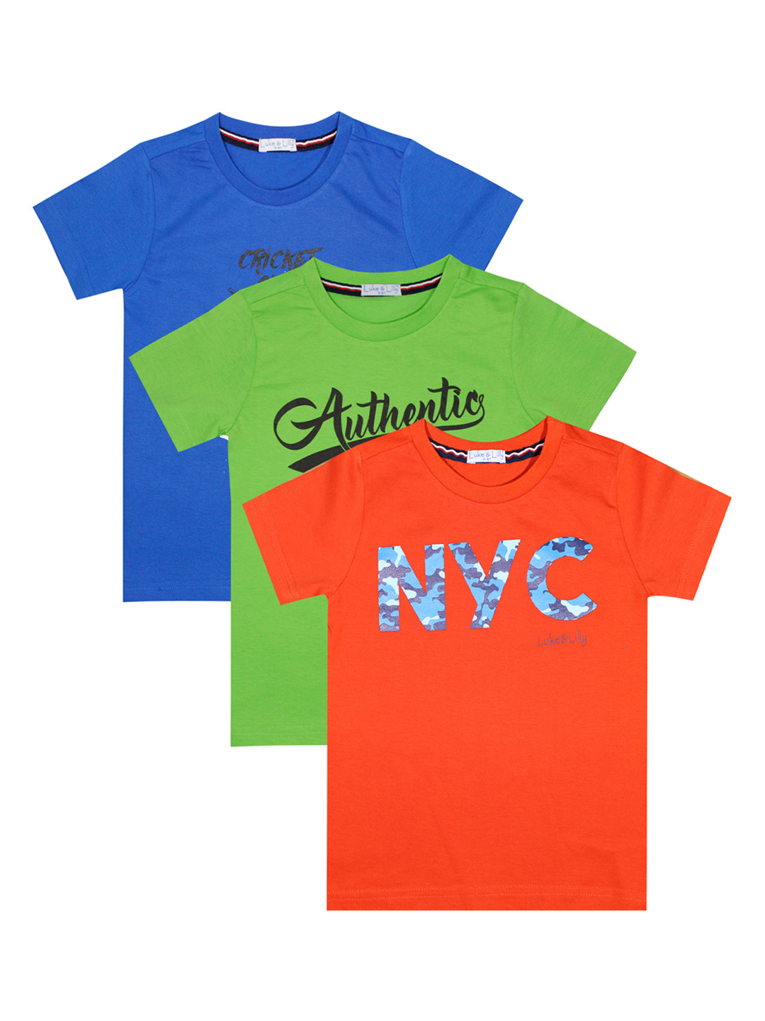

Luke & Lilly Boys Pack of 3 Printed Round Neck T-shirt, Multi