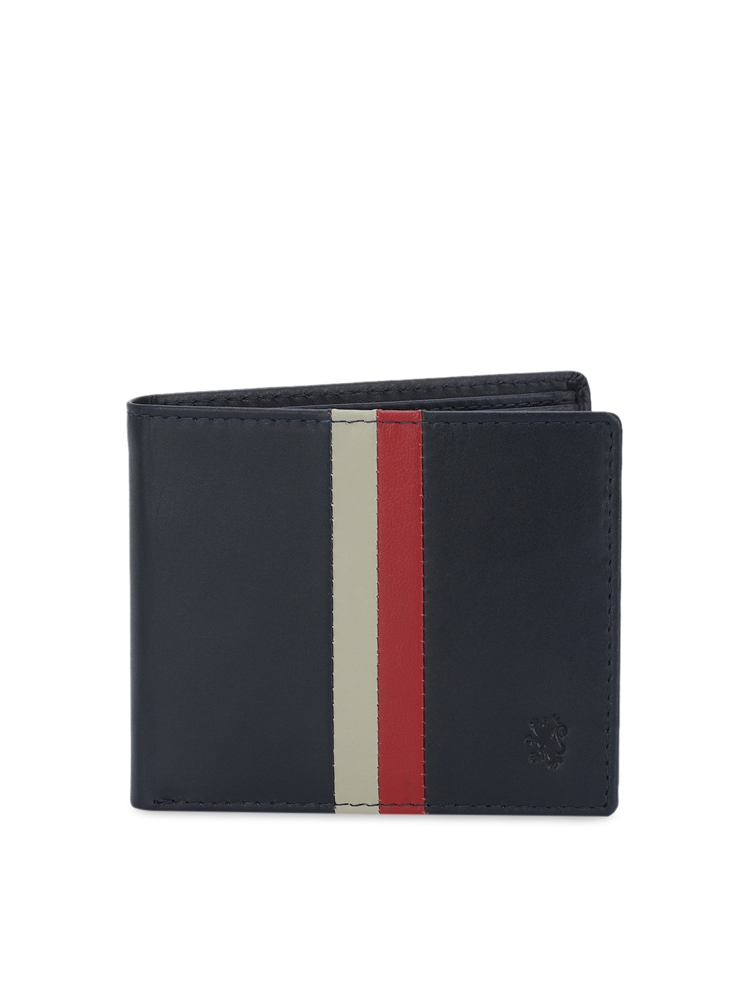 

Red Tape Men Navy Blue & Red Colourblocked Two Fold Wallet