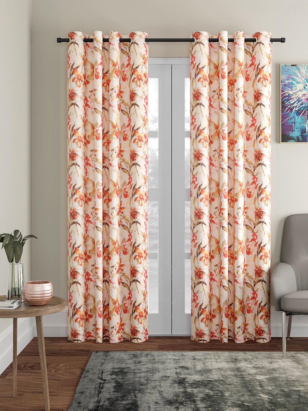 

Soumya Multicoloured Single Room Darkening Door Curtain, Multi