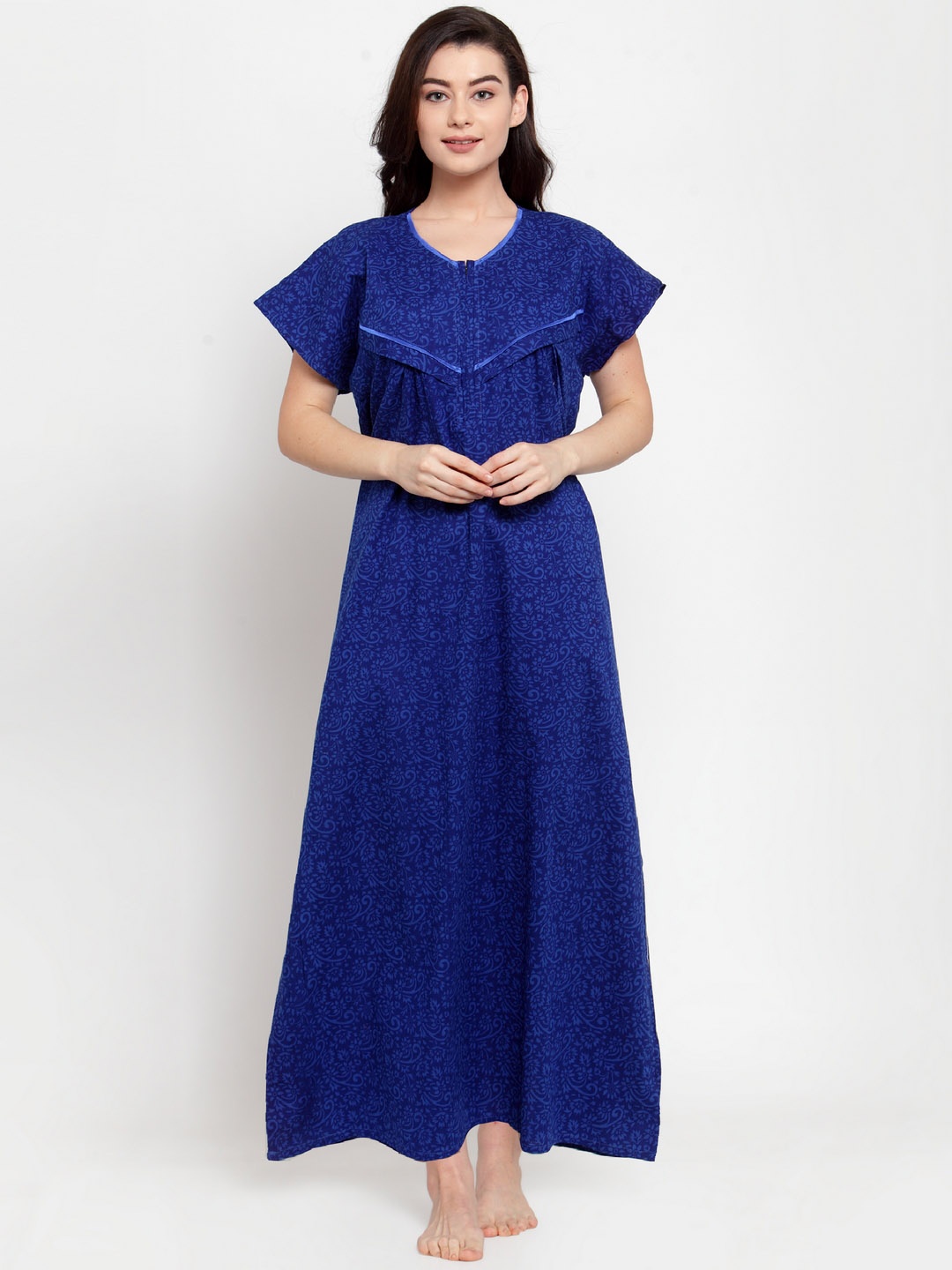 

Secret Wish Blue Printed Maternity Nightdress