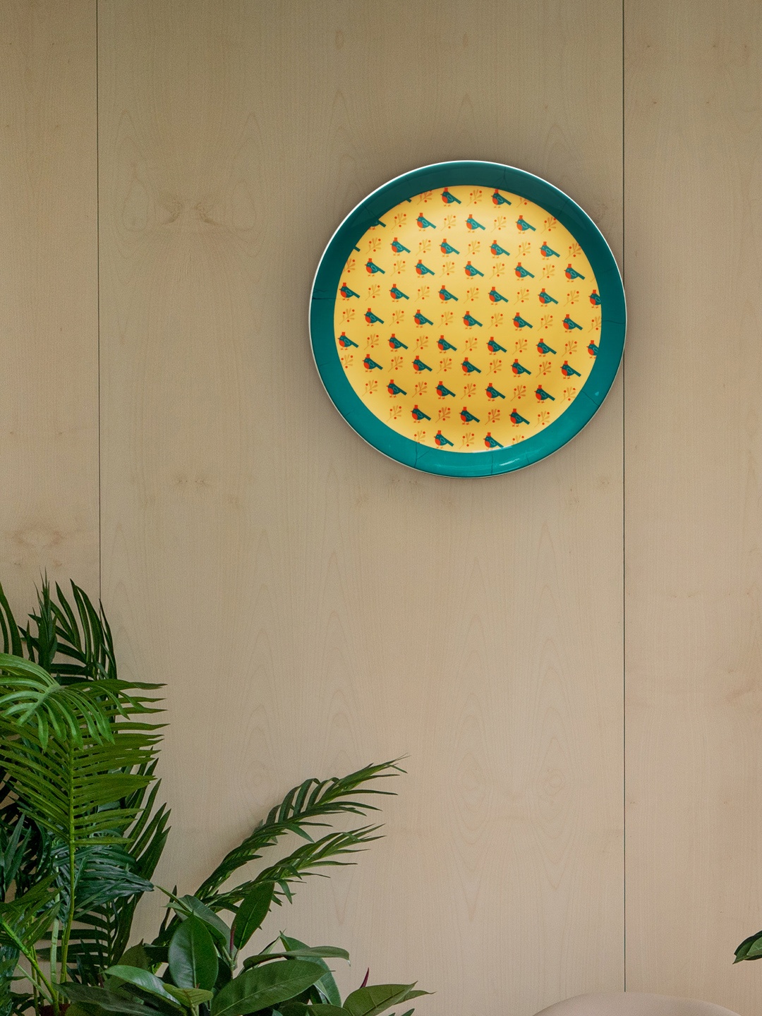 

KOLOROBIA Yellow & Green Bird Berry 10 Inch Decorative Wall Plate