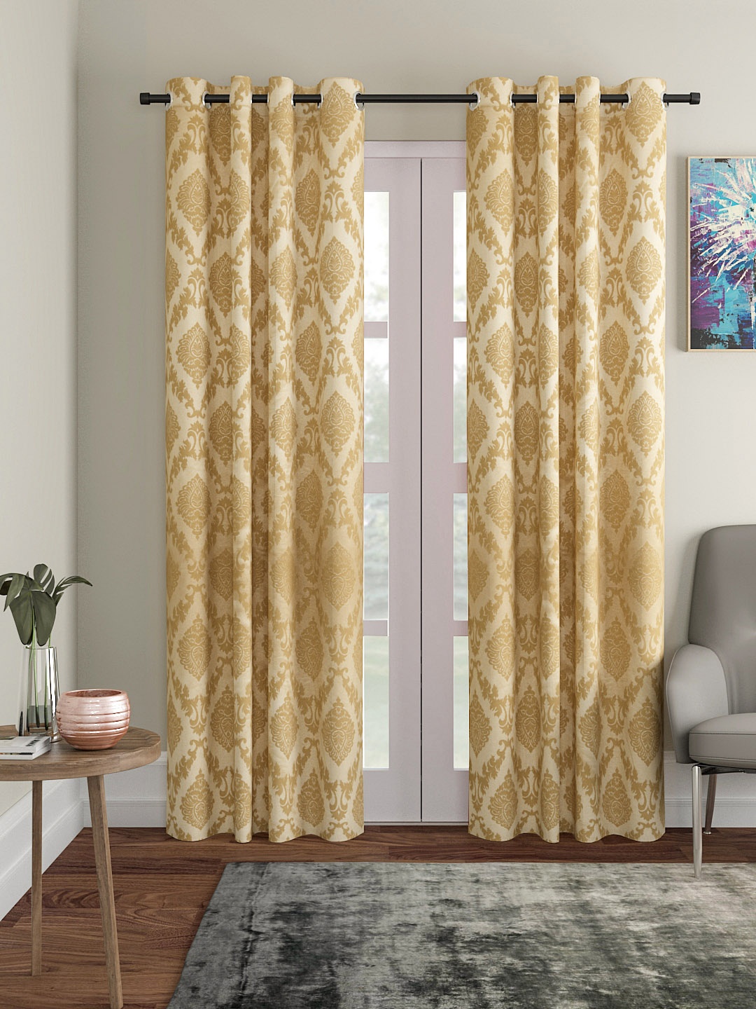 

Soumya Beige Printed Room Darkening Door Curtain