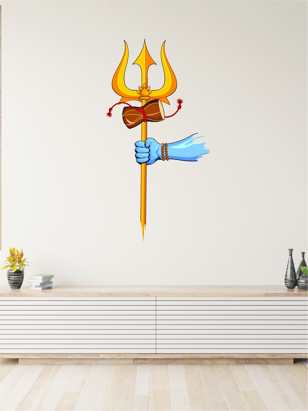 

rawpockets Multicoloured Trishul Wall Sticker, Multi