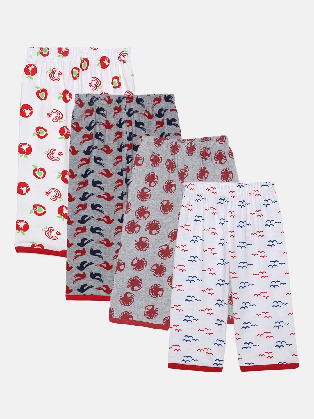 SINI MINI Girls Pack Of 4 Printed Regular Fit Capris, White