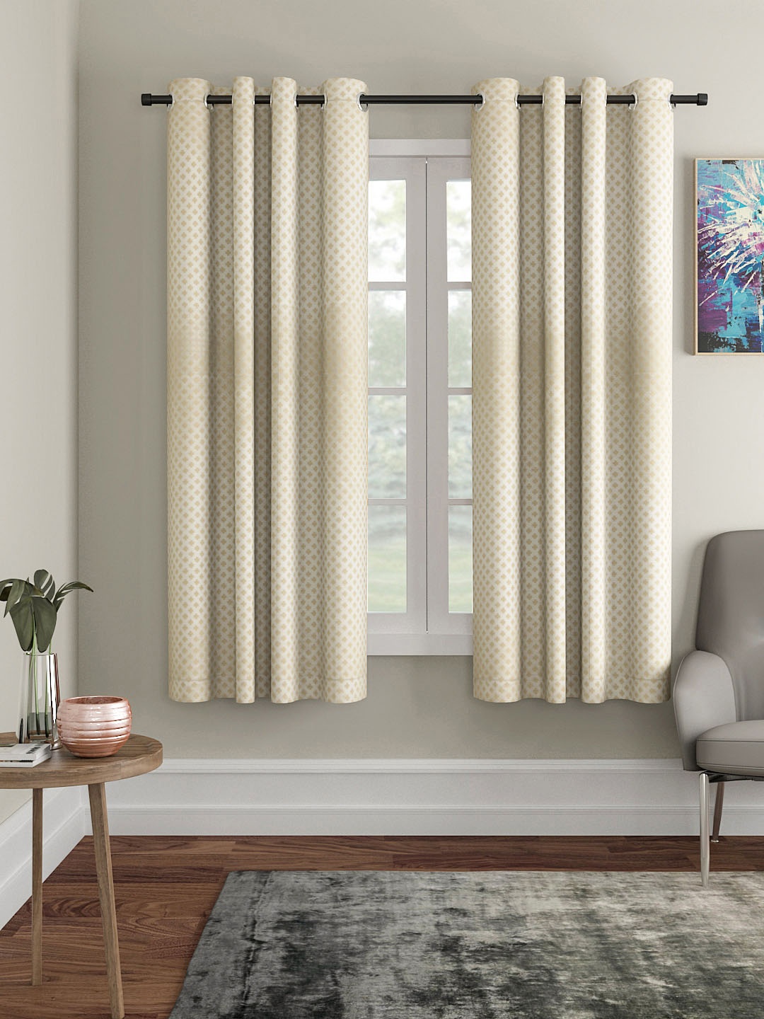 

Soumya Beige Single Room Darkening Window Curtain