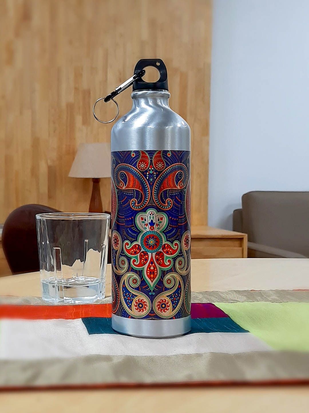 

KOLOROBIA Silver Toned & Blue Printed Majestic Paisley Sipper