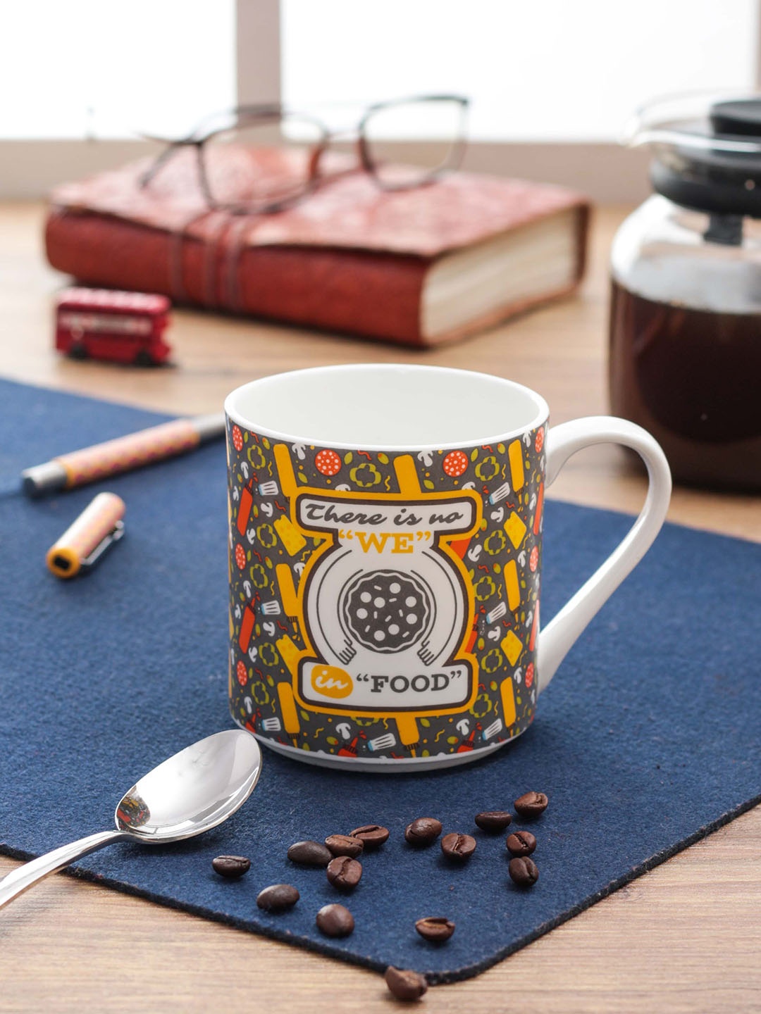 

CLAY CRAFT thinkFOOD Set Of 2 Black & Yellow Graphic Quote Milk Mugs