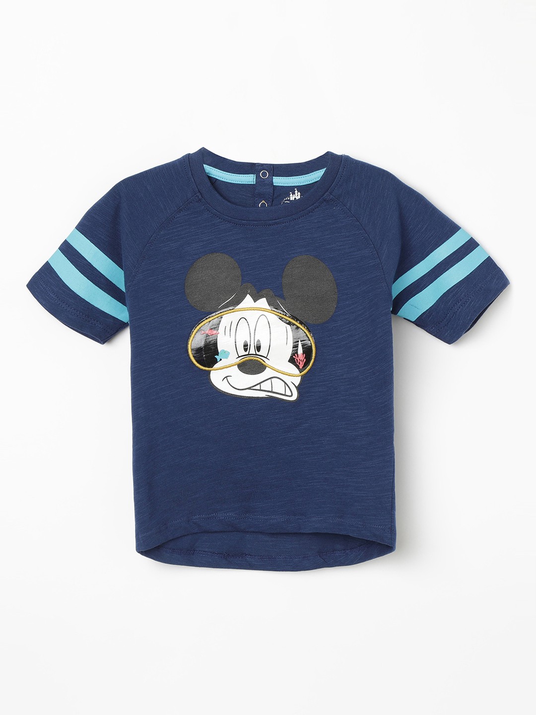 

Juniors by Lifestyle Boys Navy Blue & Black Mickey Mouse Printed Round Neck T-shirt