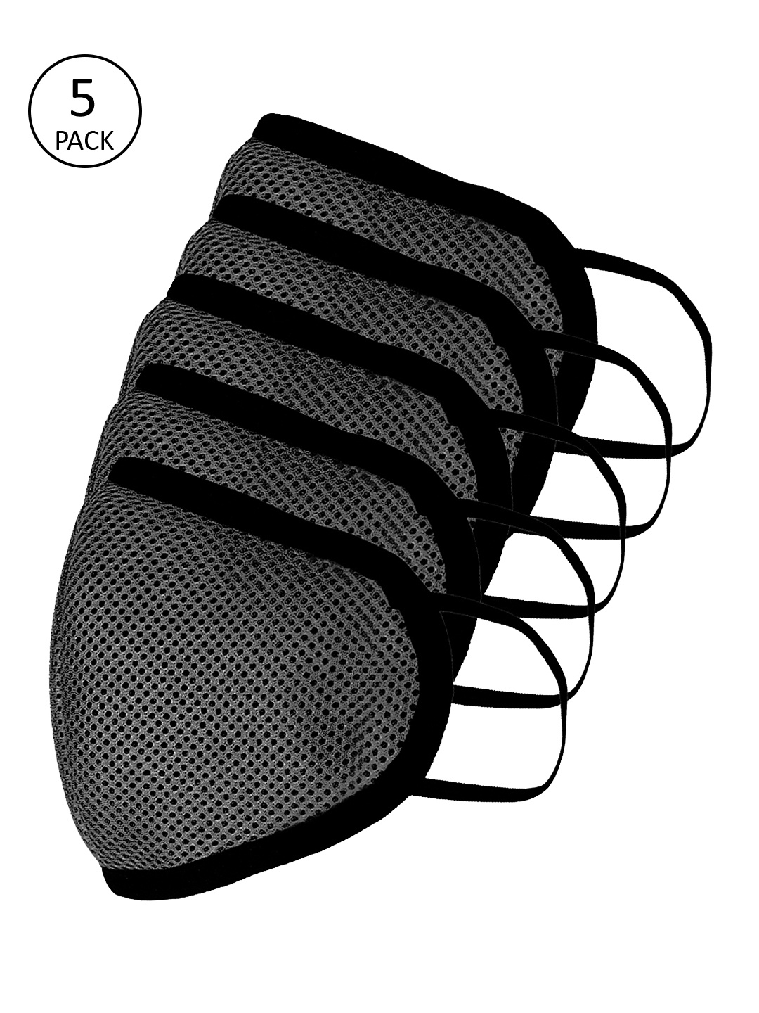 

Apsis Unisex 5 Pcs Reusable 3 Ply Outdoor Face Mask, Black