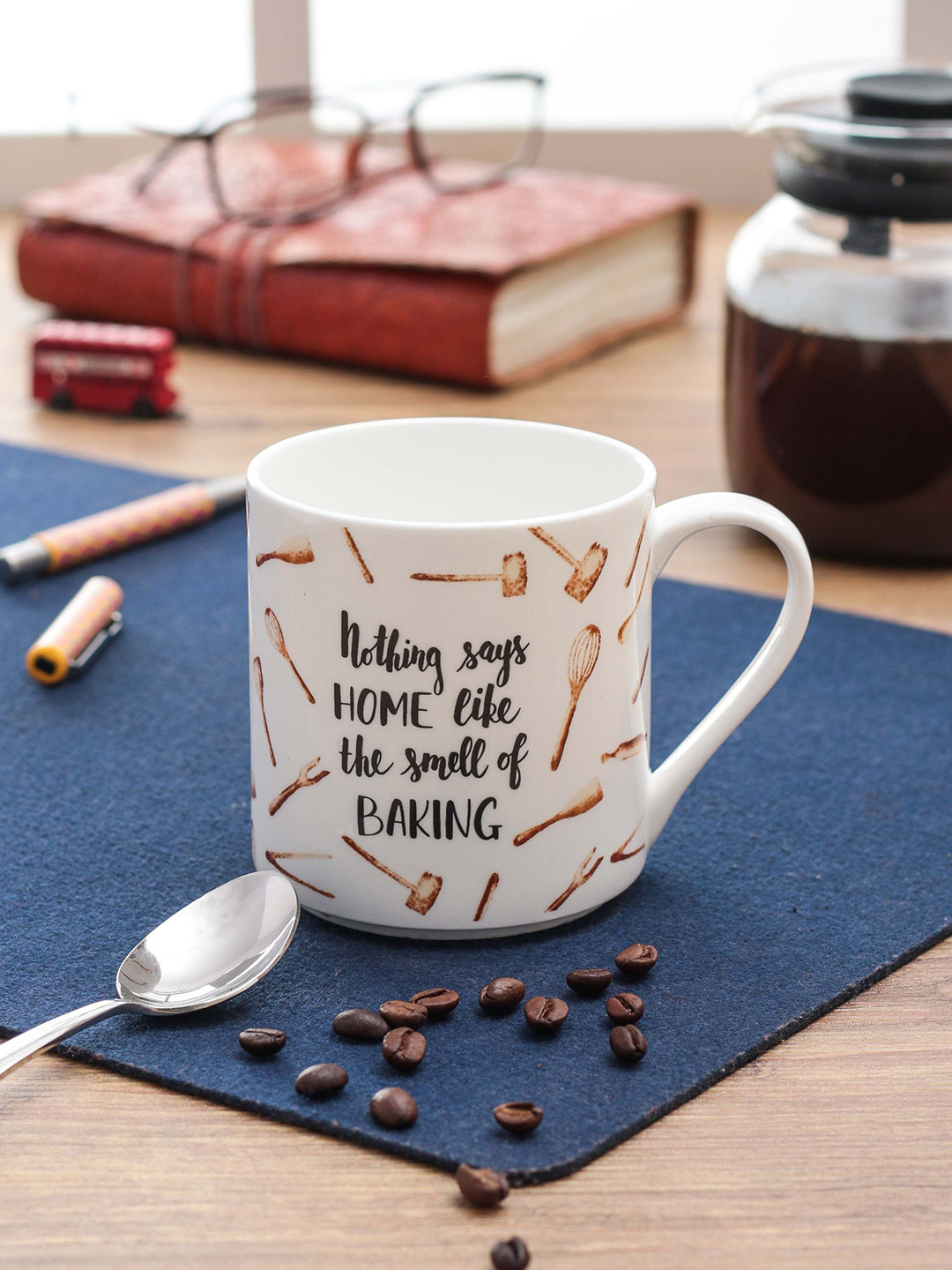 

CLAY CRAFT thinkFOOD Set Of 2 White & Black Graphic Quote Milk Mugs