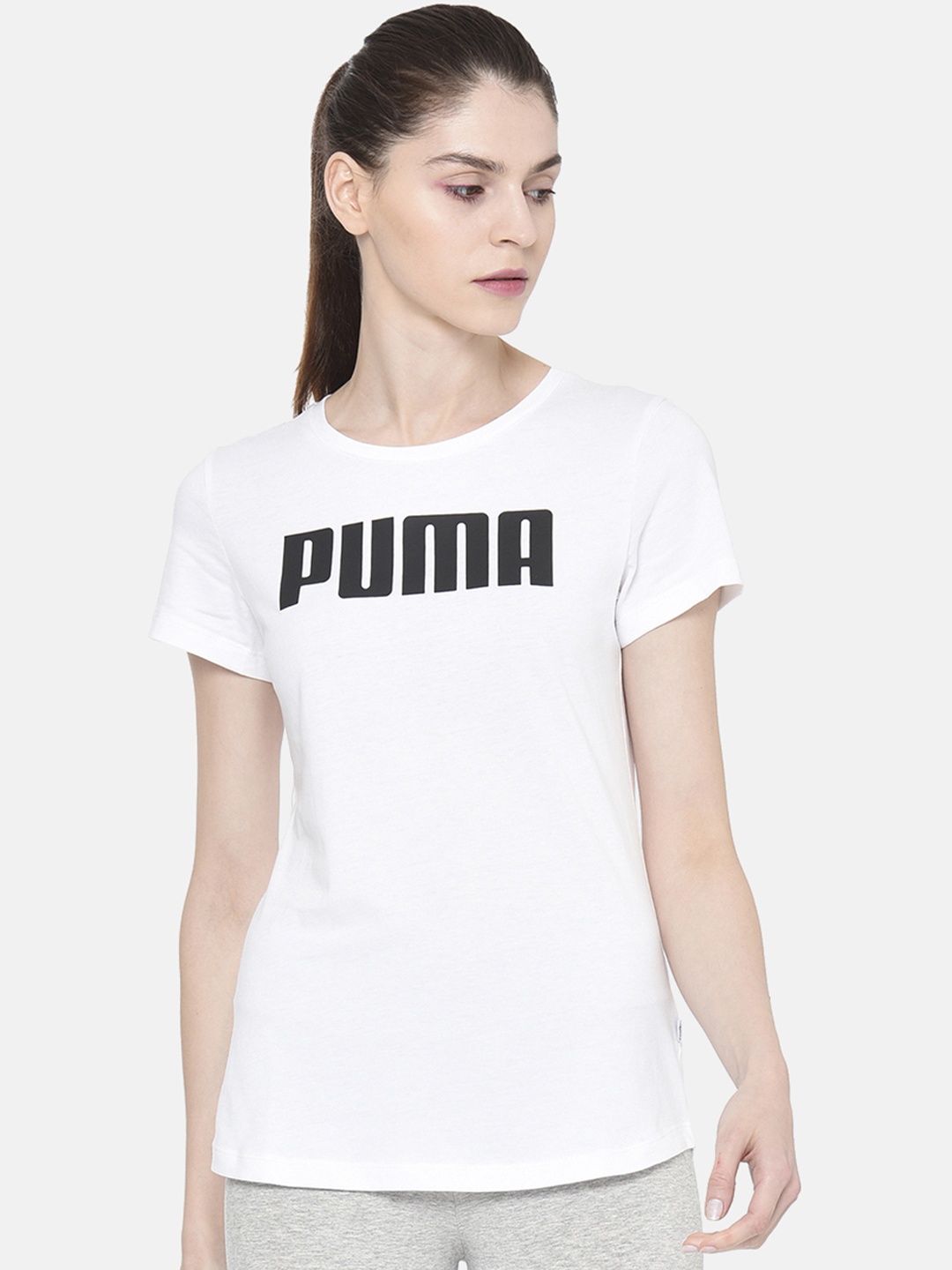 Puma Women White Printed Round Neck T-shirt