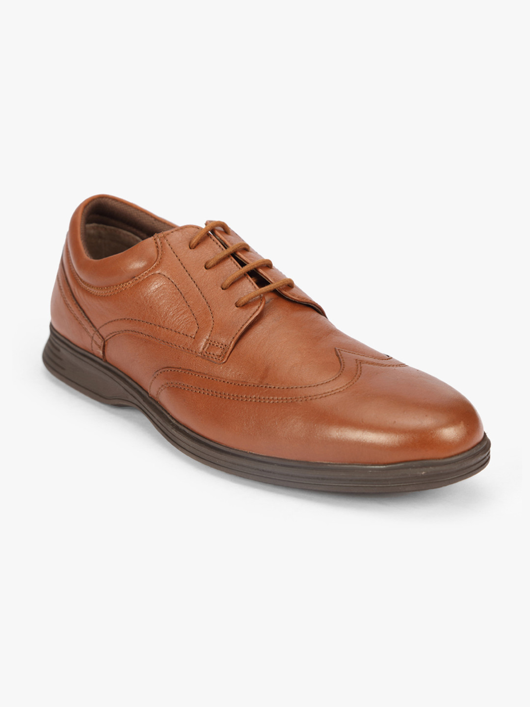 

Ruosh Men Tan Brown Solid Leather Formal California Derbys
