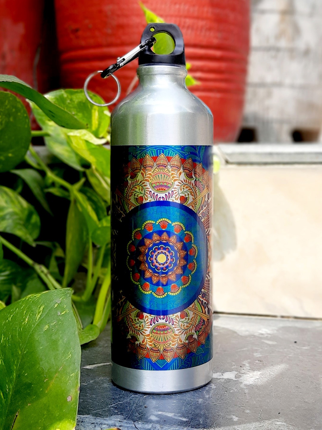 

KOLOROBIA Silver Toned & Blue PrintedEgyptian Tranquility Sipper