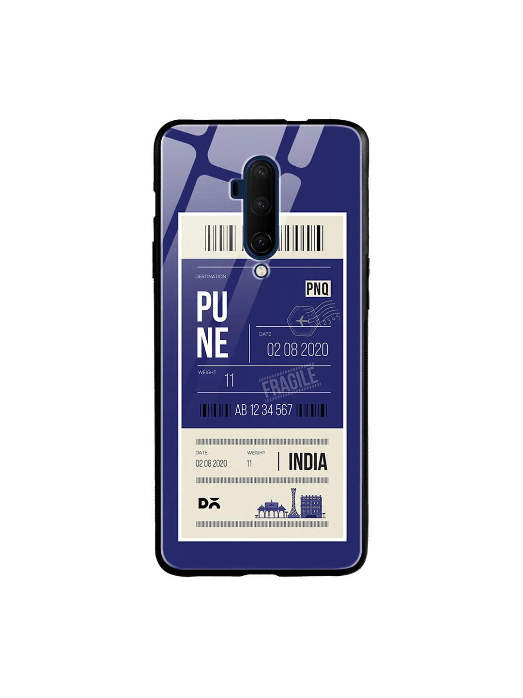 

DailyObjects Navy Blue & Off-White Pune City Tag OnePlus 7T Pro Glass Mobile Cover