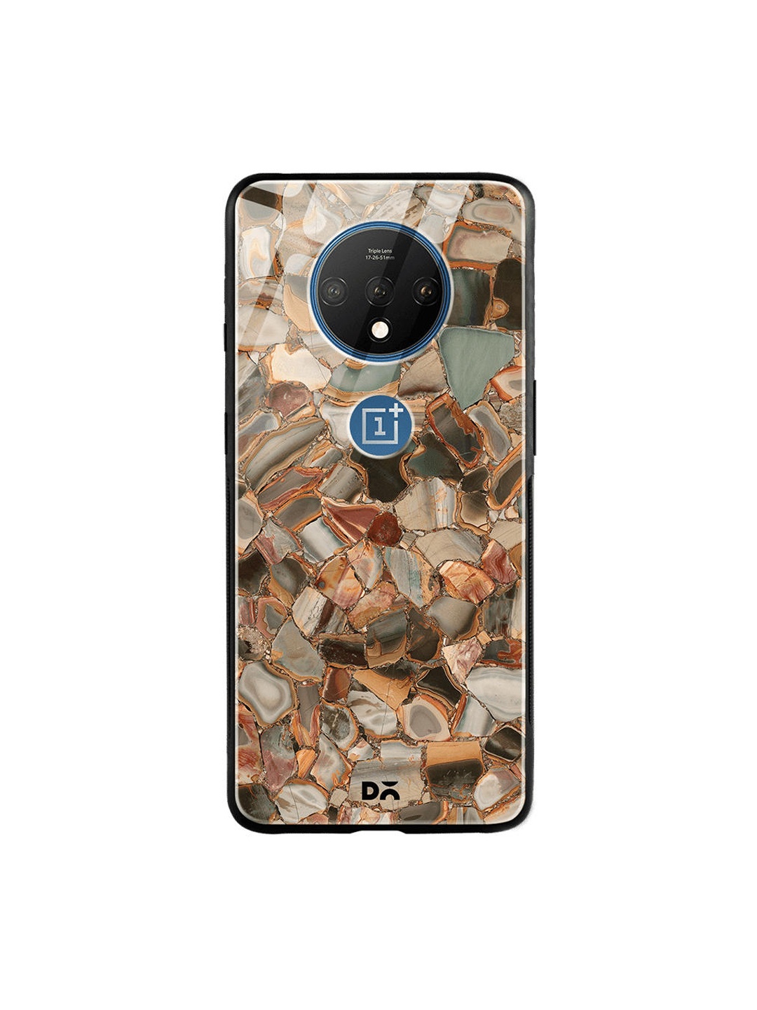 

DailyObjects Brown & Grey Marble Mosaic OnePlus 7T Glass Case
