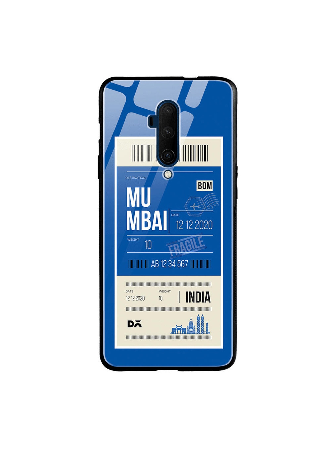 

DailyObjects Blue & Off-White Mumbai City Tag OnePlus 7T Pro Glass Mobile Cover