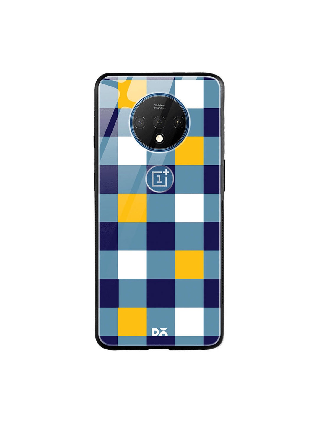 

DailyObjects Teal Blue & White Quartet Checks 1 OnePlus 7T Glass Mobile Case