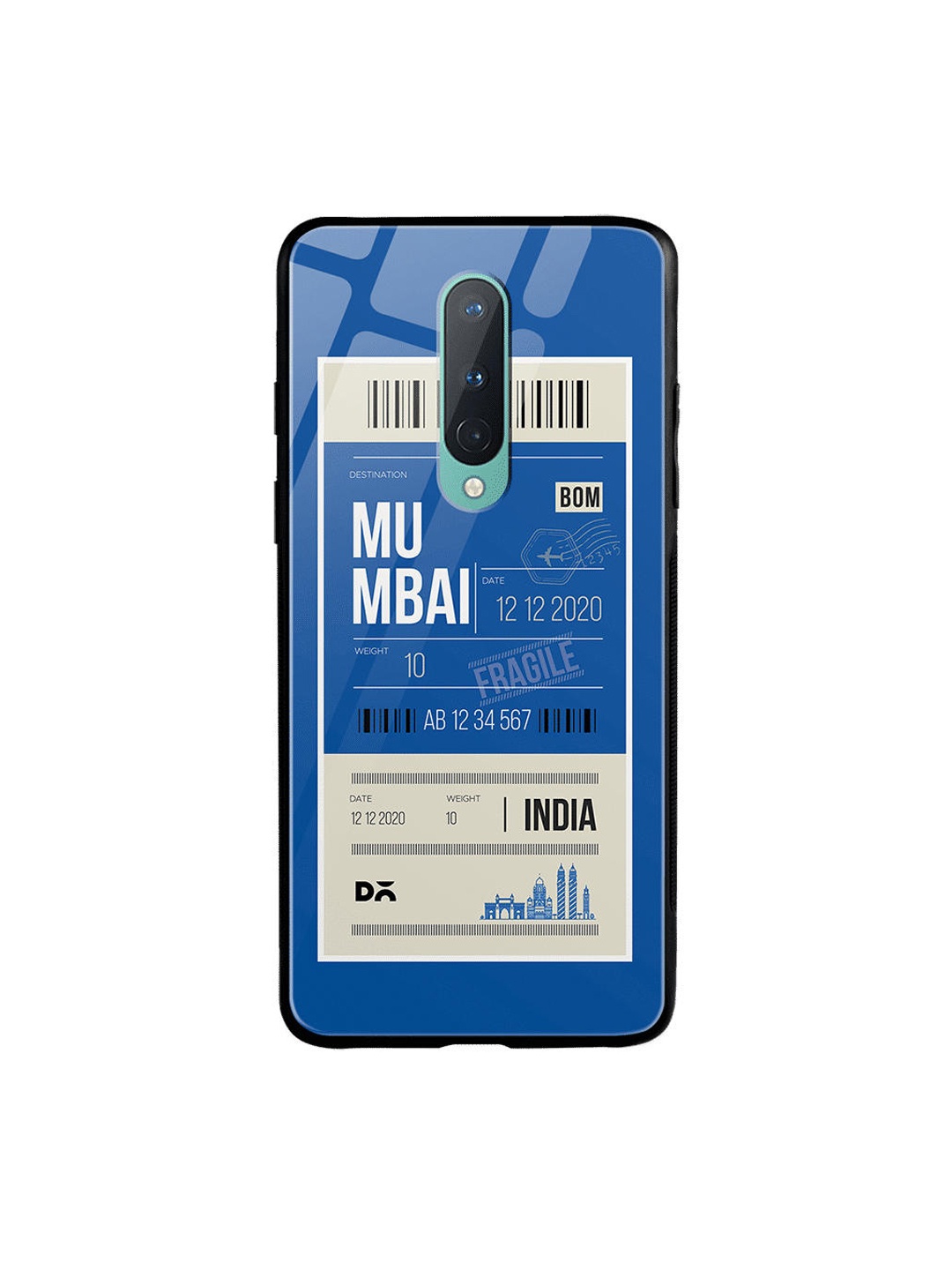 

DailyObjects Blue & White Mumbai City Tag Printed OnePlus 8 Glass Case