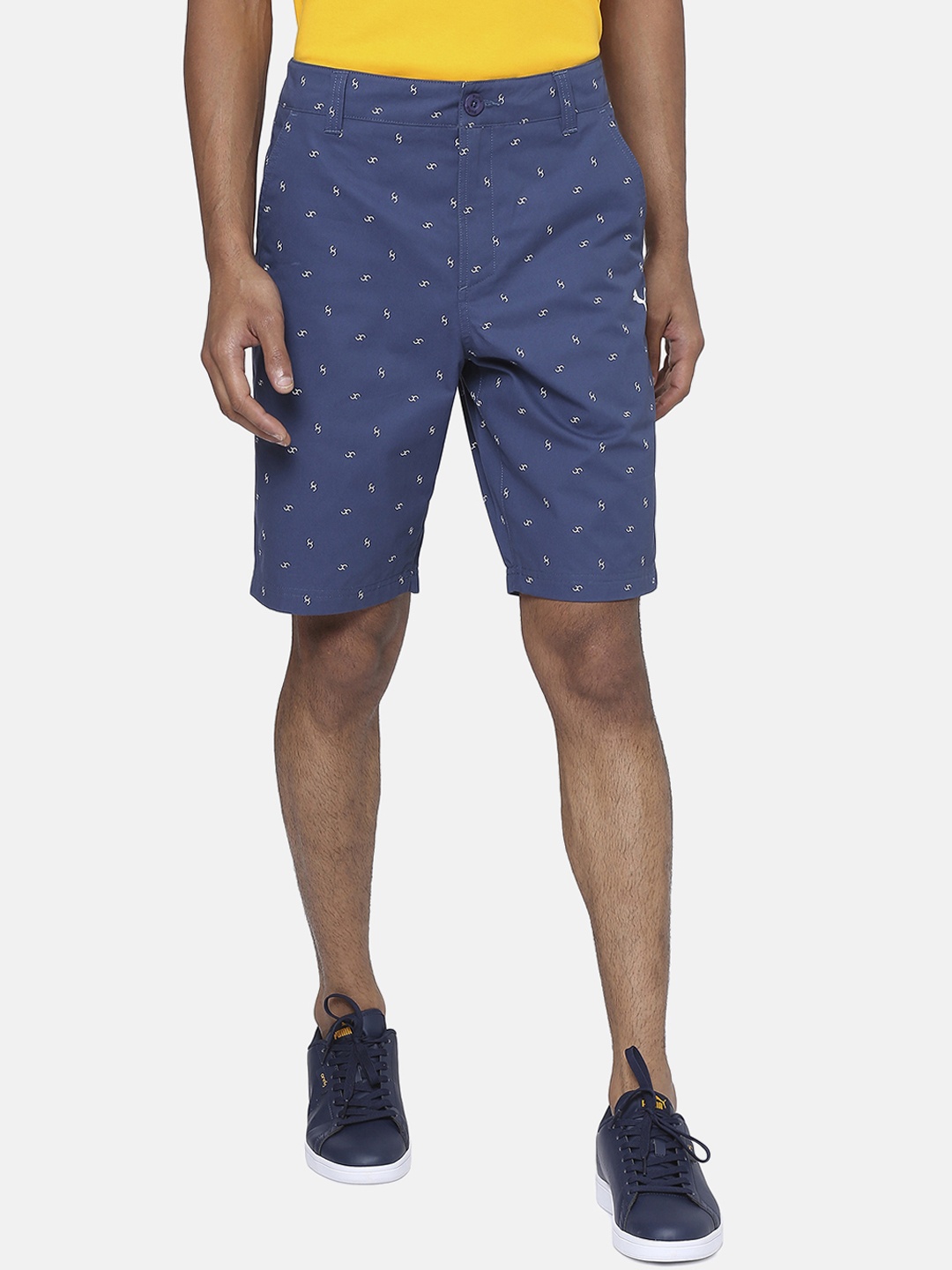 

Puma Men Blue Printed Regular Fit VK Chino Shorts