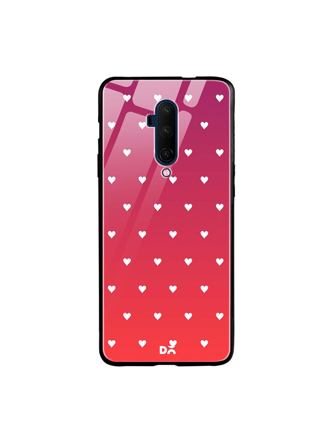 

DailyObjects Unisex Pink & Red Berry Hearts Printed OnePlus 7T Pro Glass Case