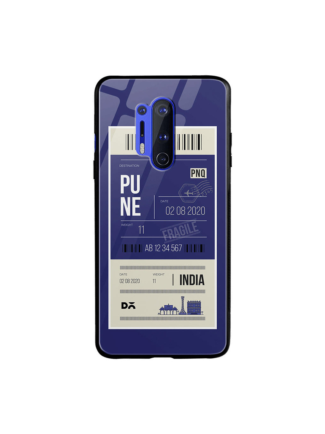 

DailyObjects Blue & White Pune City Tag Printed OnePlus 8 Pro Glass Case